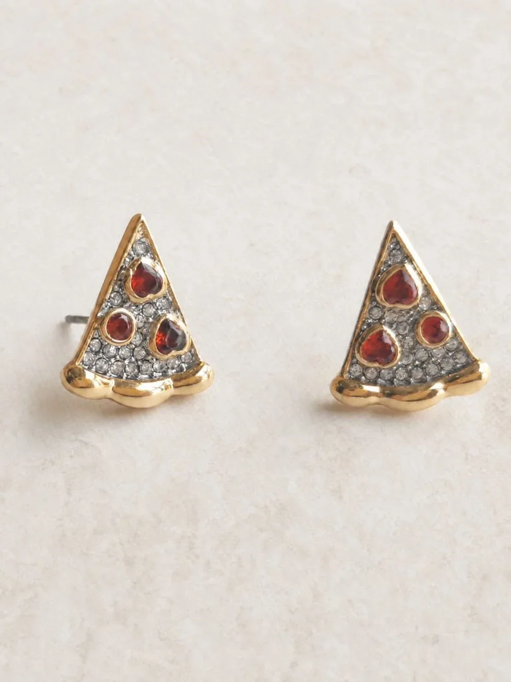 Kate Spade Pizza My Heart Multicolor Stud Earrings Gold